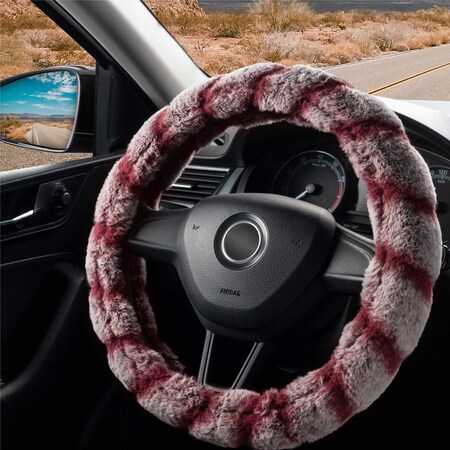 Dsv Standard Universal Fluffy Faux Wool Steering Wheel Cover, Blue, 15in 99300B